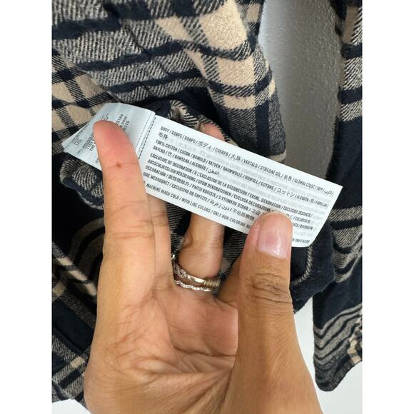 Hollister Black Beige Plaid Flannel Shirt Size Medium - Picture 4 of 5